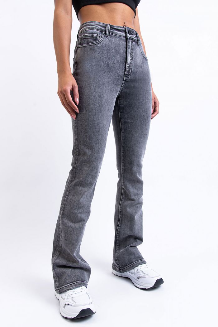 High Waisted Super Stretch Bootcut Jeans - Lizzy Washed Black MADLADY