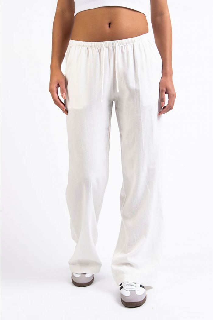 Low Waist Linen Pants - Mel White MADLADY