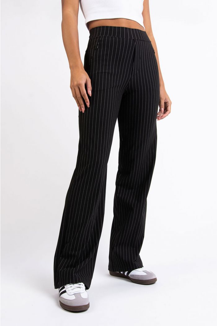 Active Ultra Stretch Suit Pants - Holly Black Stripe MADLADY