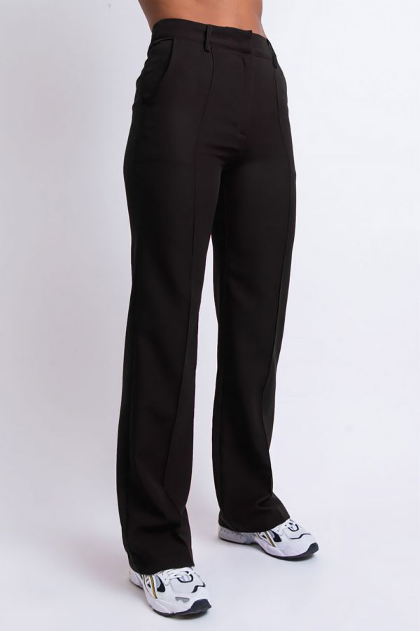 V2 High waist Suit Pants With Pintucks - Sally Black
