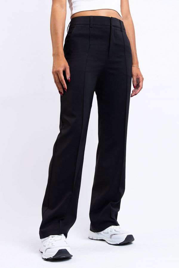 High waist Suit Pants With Pin Tucks - Sally Black