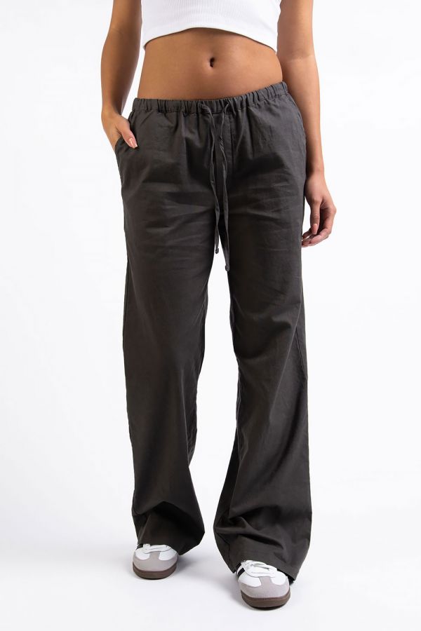 Low Waist Linen Pants - Mikki Grey