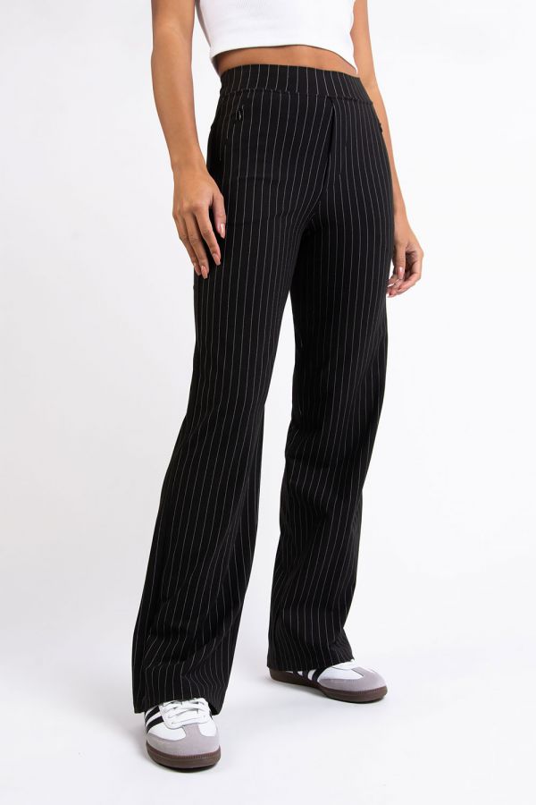 Active Ultra Stretch Suit Pants  - Holly Black Stripe