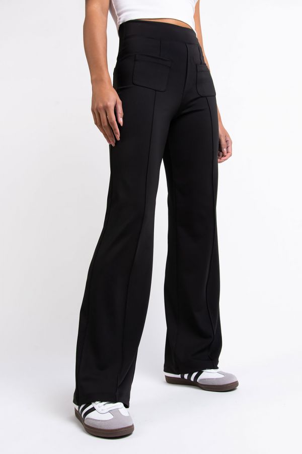 Active Ultra Stretch Suit Pants With Pintucks - Sonia Black