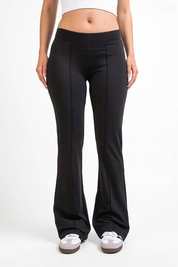Active Low Waist Ultra Stretch Bootcut Pants With Pintucks - Jessie Black